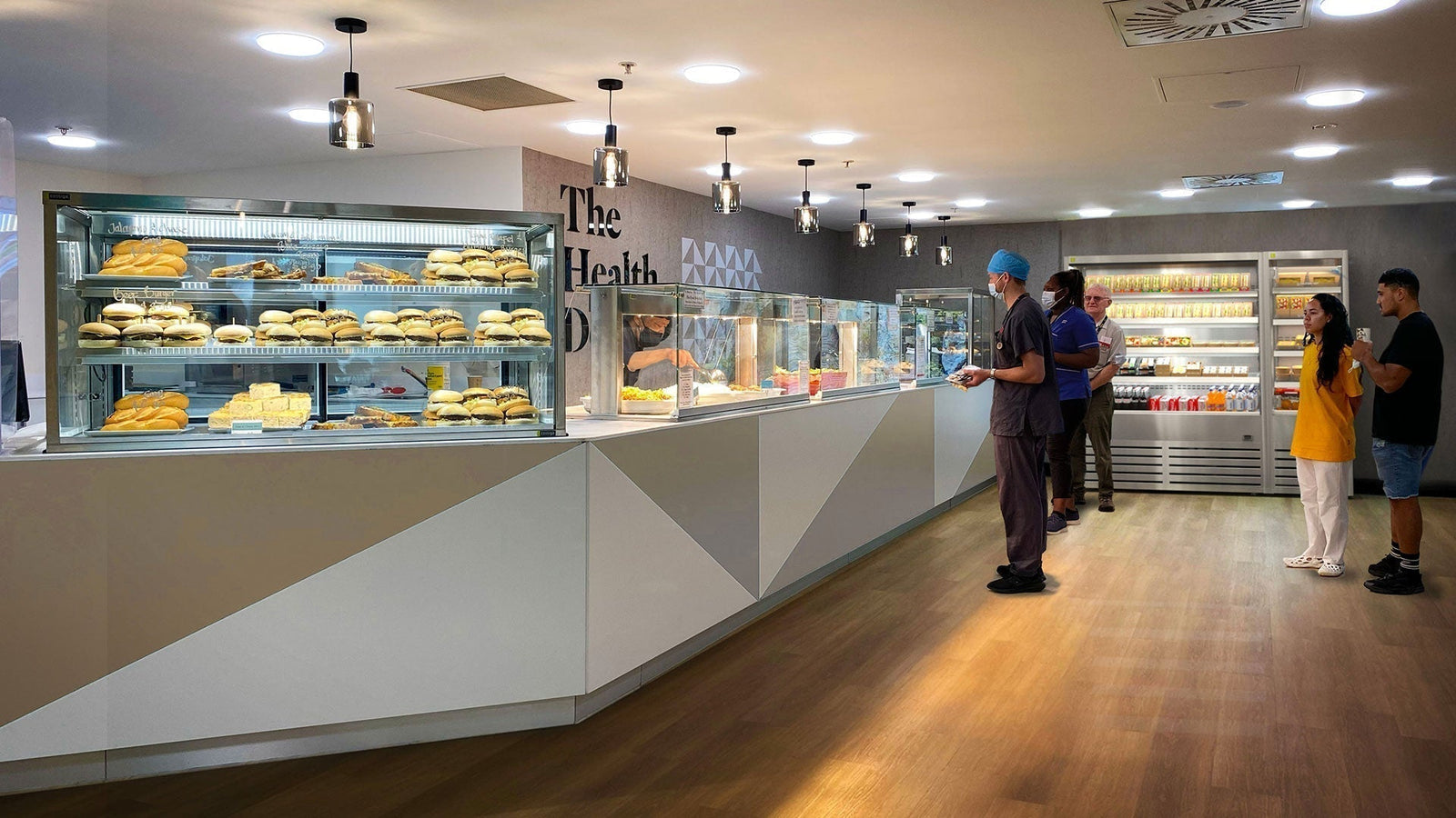 Cossiga modular line-up of LINEAR LS and COUNTER-TOP STG heated and refrigerated cabinets allow The Health Deli at Wellington Hospital to cater to varying meal requirements 