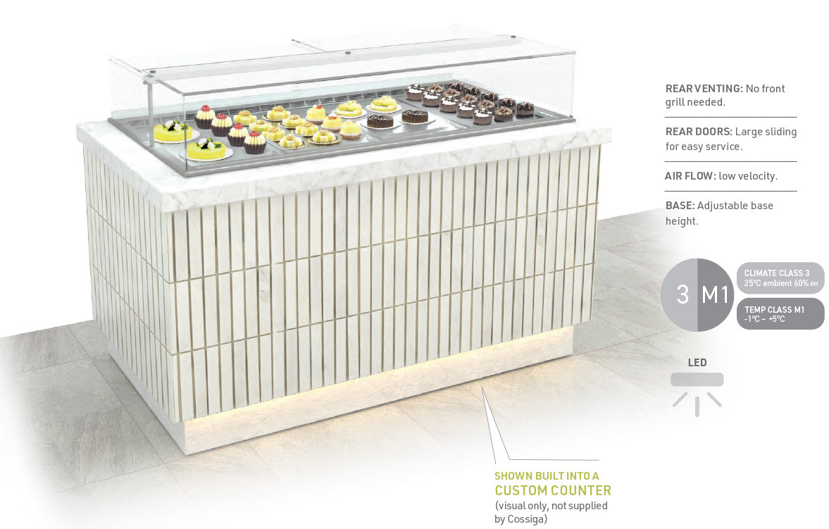 Free-standing LP food display cabinet. Ideal for patisseries and sushi 